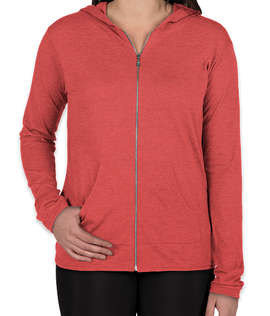 Anvil Women's Tri-Blend Full Zip T-shirt Hoodie