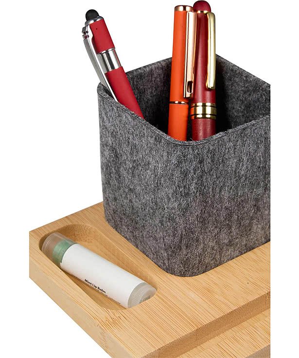 Recycled Felt & Bamboo Pen Holder