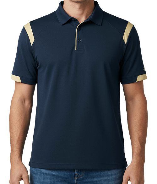 Badger Sport On the Rise Odor-Resistant Performance Polo in Navy / Vegas Gold