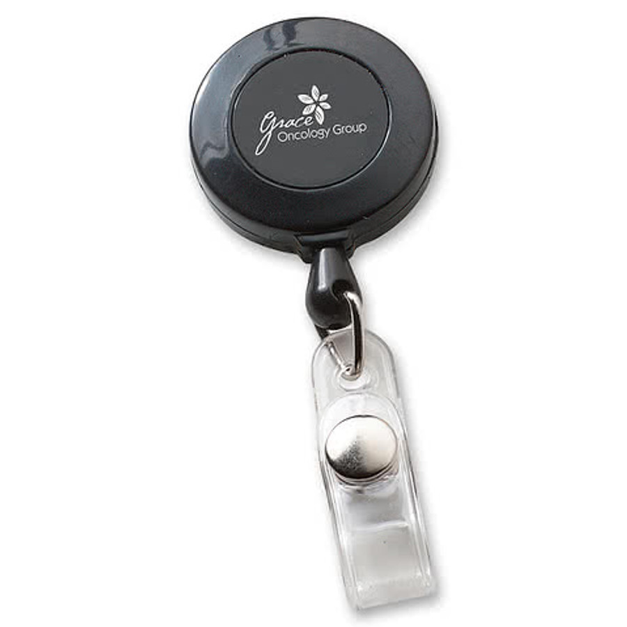 Economy Round Retractable Badge Holder in Black