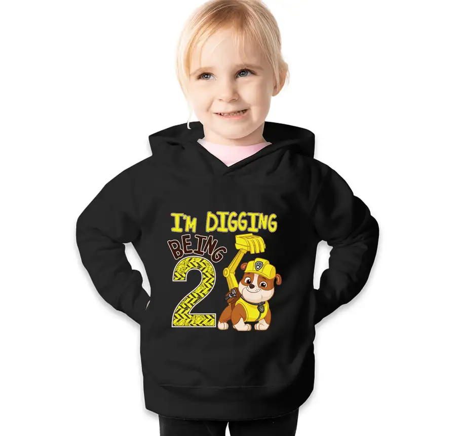 Paw Patrol - Birthday Rubble - 2nd Birthday - Rabbit Skins Toddler Pullover Hoodie
