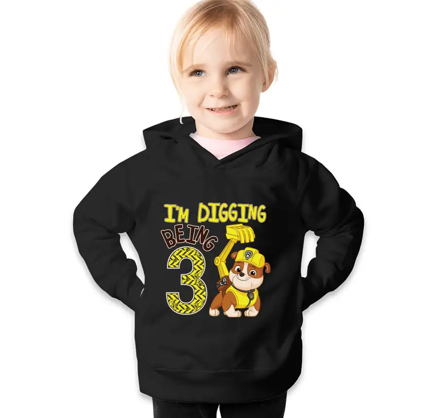 Paw Patrol - Birthday Rubble - 3rd Birthday - Rabbit Skins Toddler Pullover Hoodie