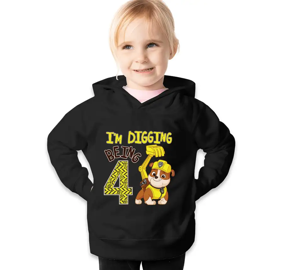 Paw Patrol - Birthday Rubble - 4th Birthday - Rabbit Skins Toddler Pullover Hoodie