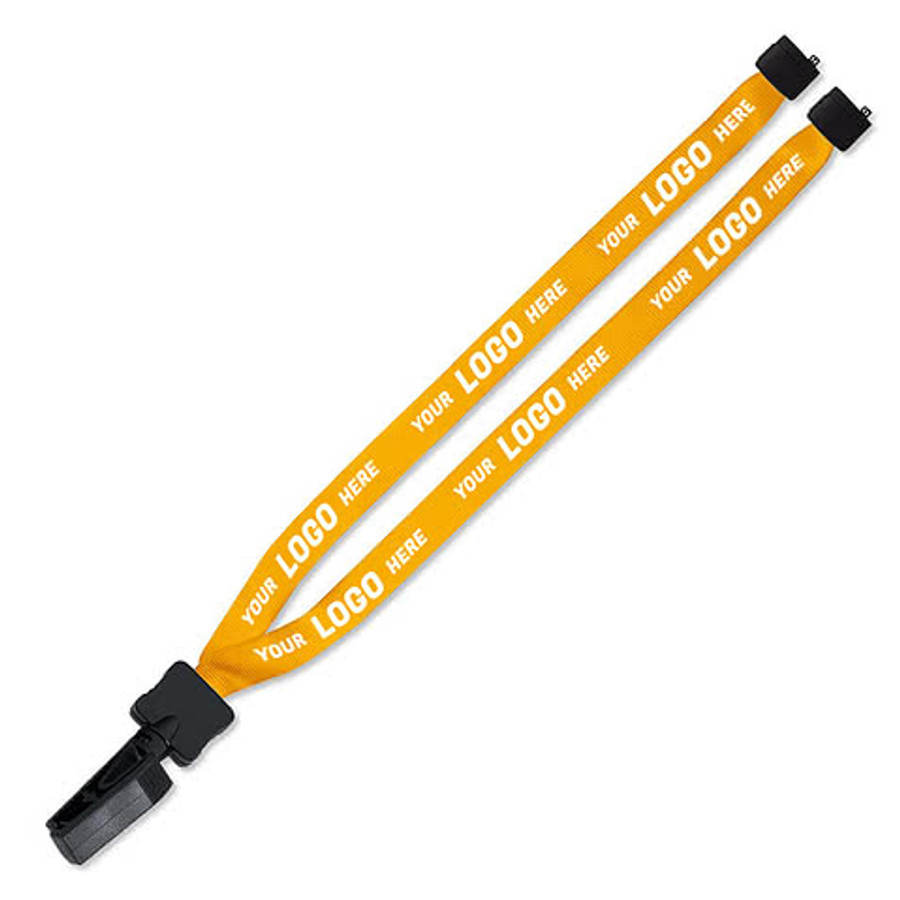 Full Color Lanyard with Plastic Bulldog Clip and Convenience Release in Red