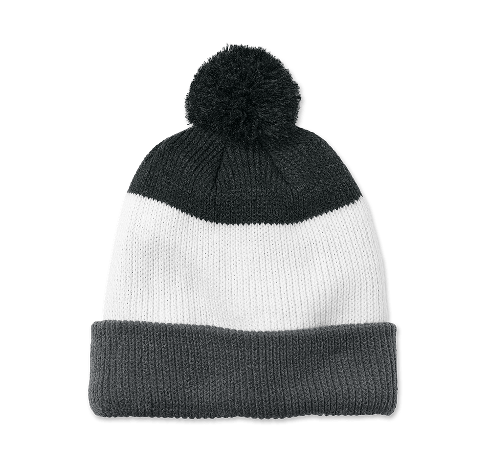 Port Authority Cozy Striped Pom Pom Beanie-default