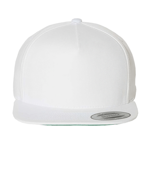 Yupoong Five Panel Cotton Twill Snapback Baseball Hat in White