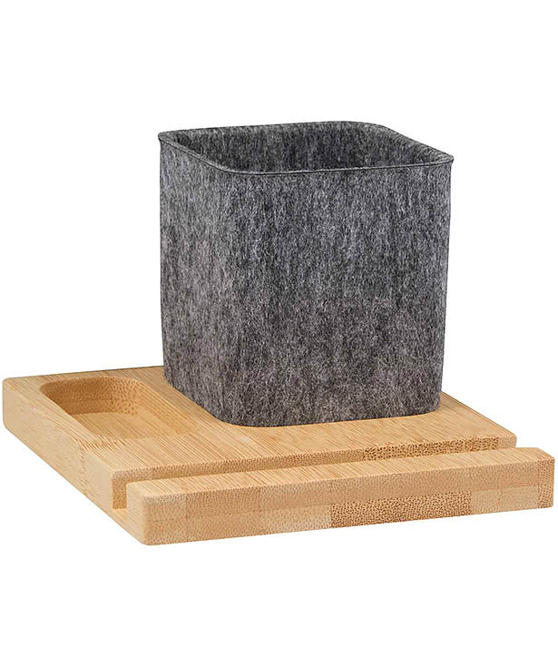 Recycled Felt & Bamboo Pen Holder