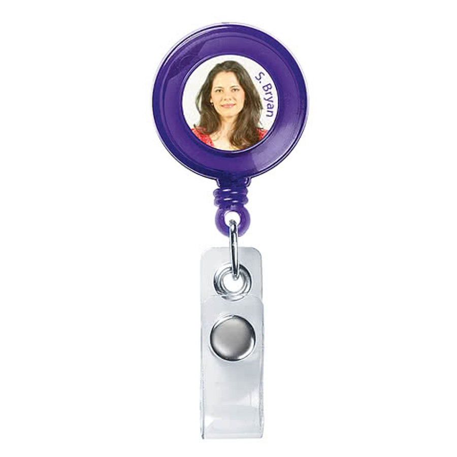 Full Color Retractable Badge Holder with Alligator Clip in Blue