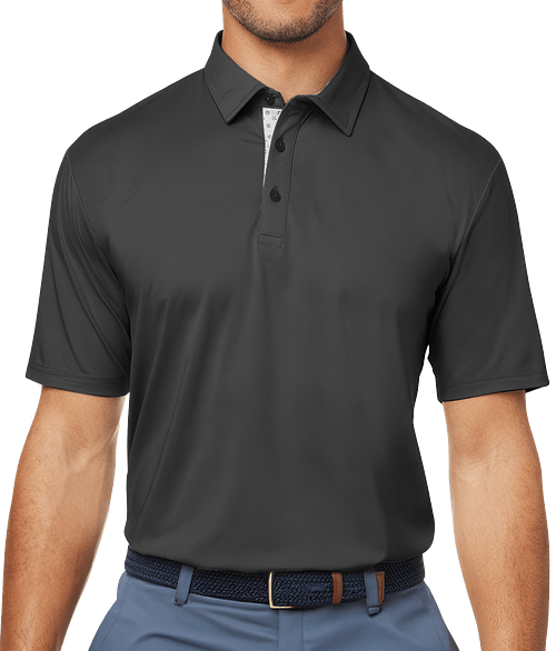 Swannies James H Lightweight Performance Polo - Embroidered in Black Heather