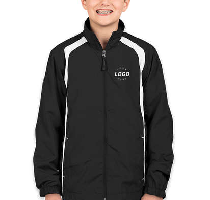 Sport-Tek Youth Full Zip Colorblock Warm-Up Jacket - Black / White