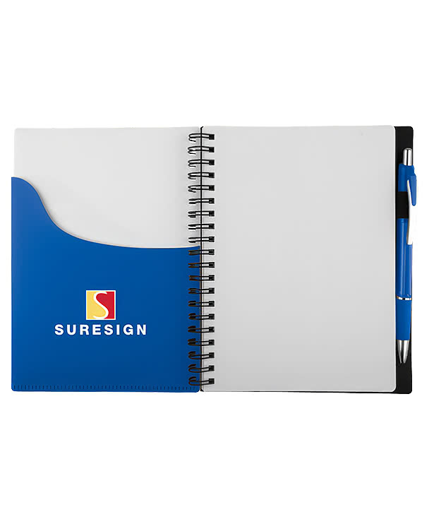 Color Wave Hard Cover Spiral Notebook with Pen