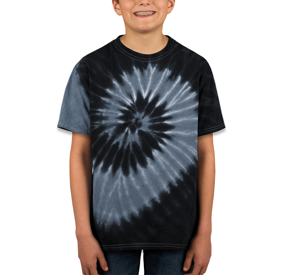 Dyenomite Youth 100% Cotton Two-Tone Spiral Tie-Dye T-shirt-default