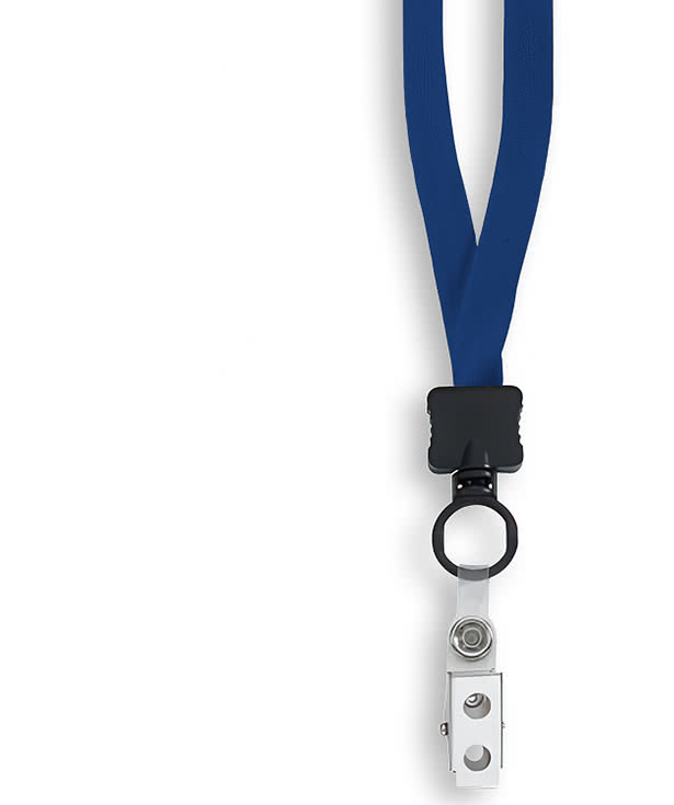 1/2" Cotton Lanyard with Plastic O-Ring and Vinyl Snap Bulldog Clip