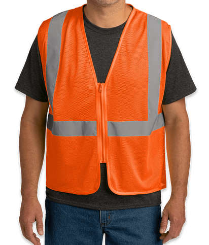 CornerStone Class 2 Economy Zippered Mesh Safety Vest - Safety Orange