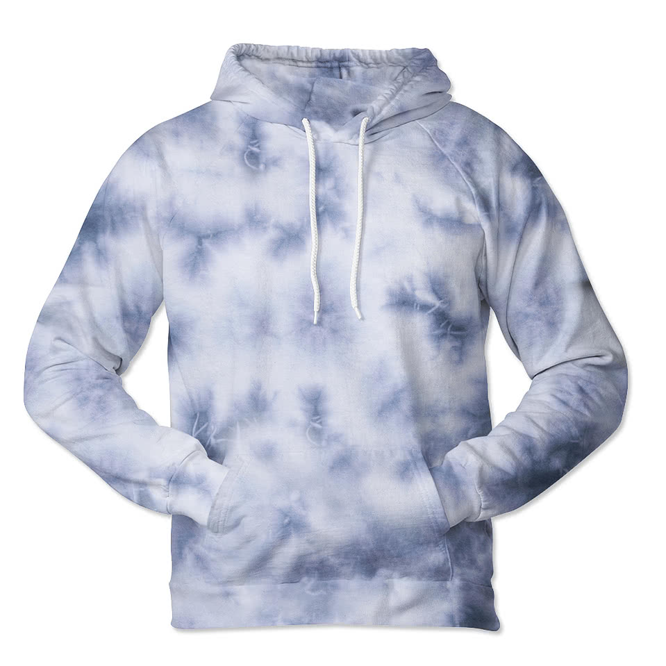 Custom Royal Apparel USA Made Cloud Tie Dye Pullover Hoodie