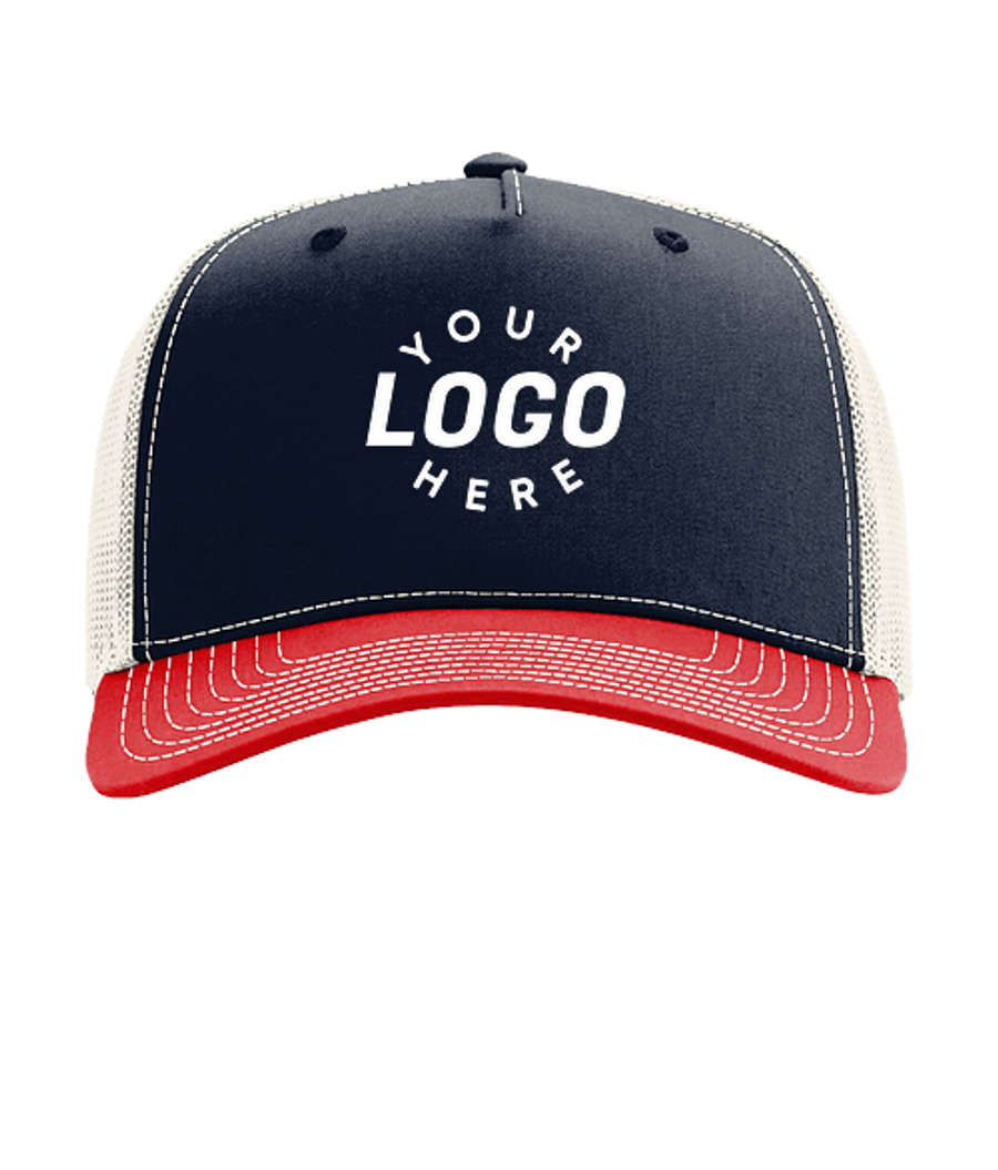 Richardson Champ Hi Pro Trucker Hat in Navy / Birch / Red