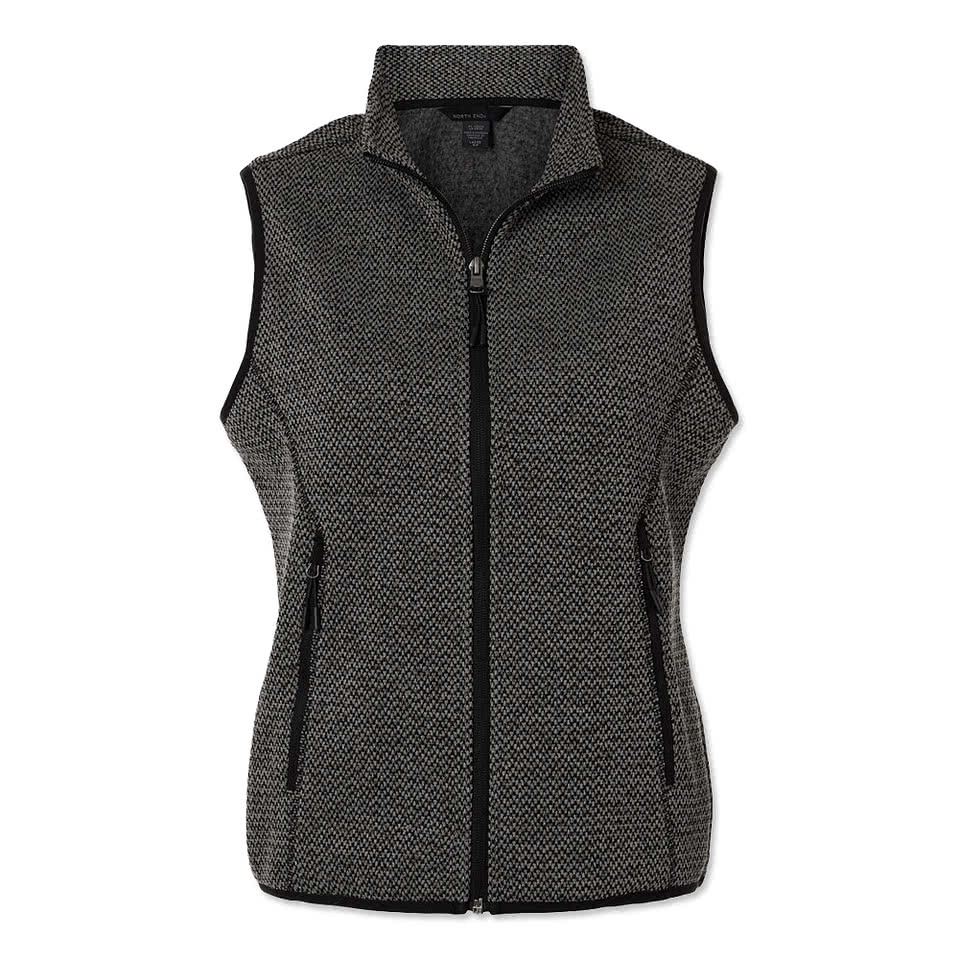 North End Women's Jasper Jacquard Recycled Fleece Vest - Embroidered