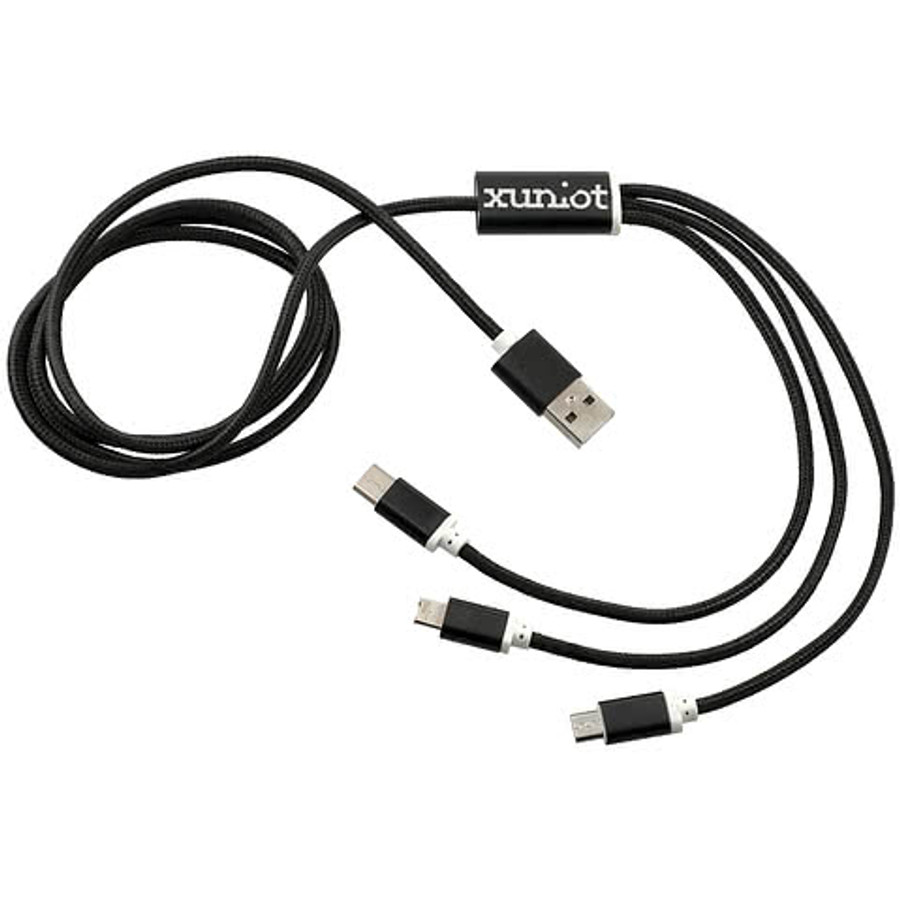 Laser Engraved Realm 3-in-1 Long Charging Cable in Silver