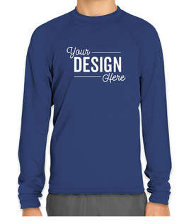 Wet Effect Youth Long Sleeve Rash Guard Shirt - Color: Navy