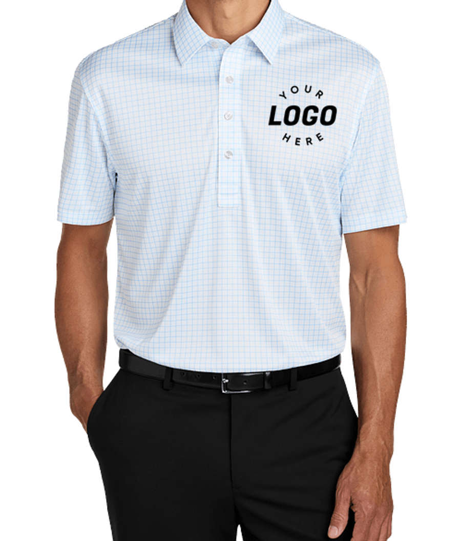 Port Authority UPF 50+ Shirt Collar Performance Polo - Printed in Cloud Blue Check