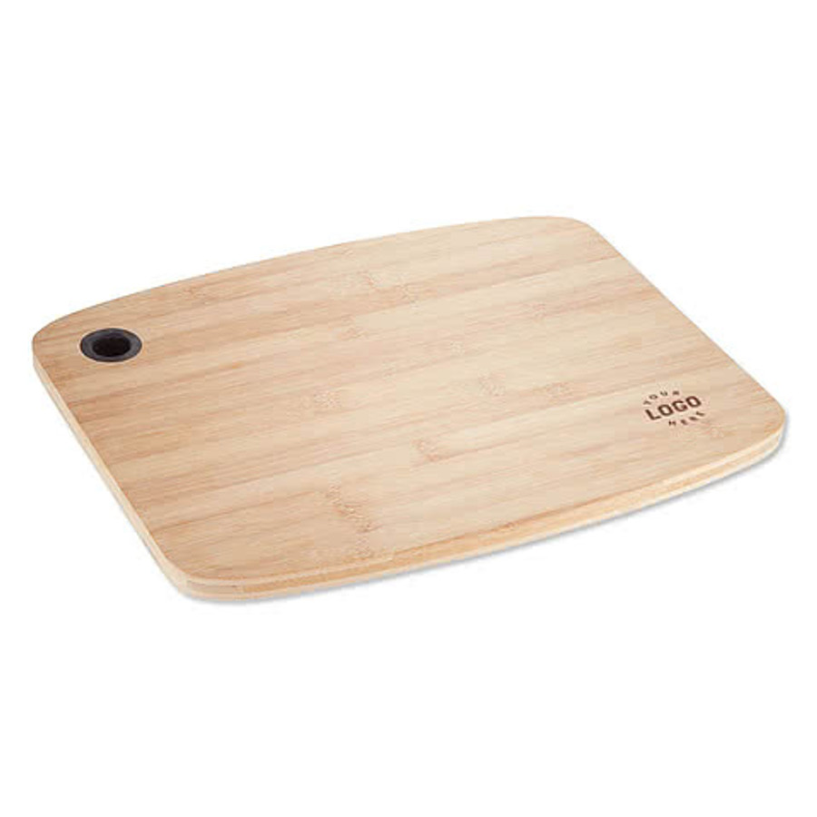Laser Engraved Large Bamboo Cutting Board with Silicone Grip in Black