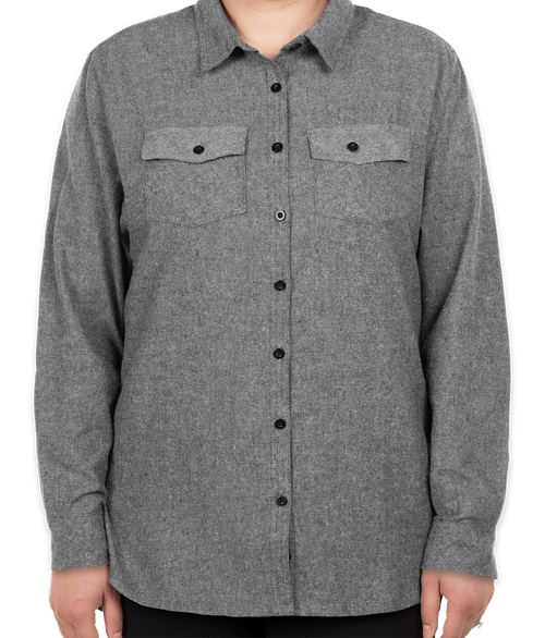 Burnside Women's Solid Flannel Long Sleeve Shirt in Heather Grey