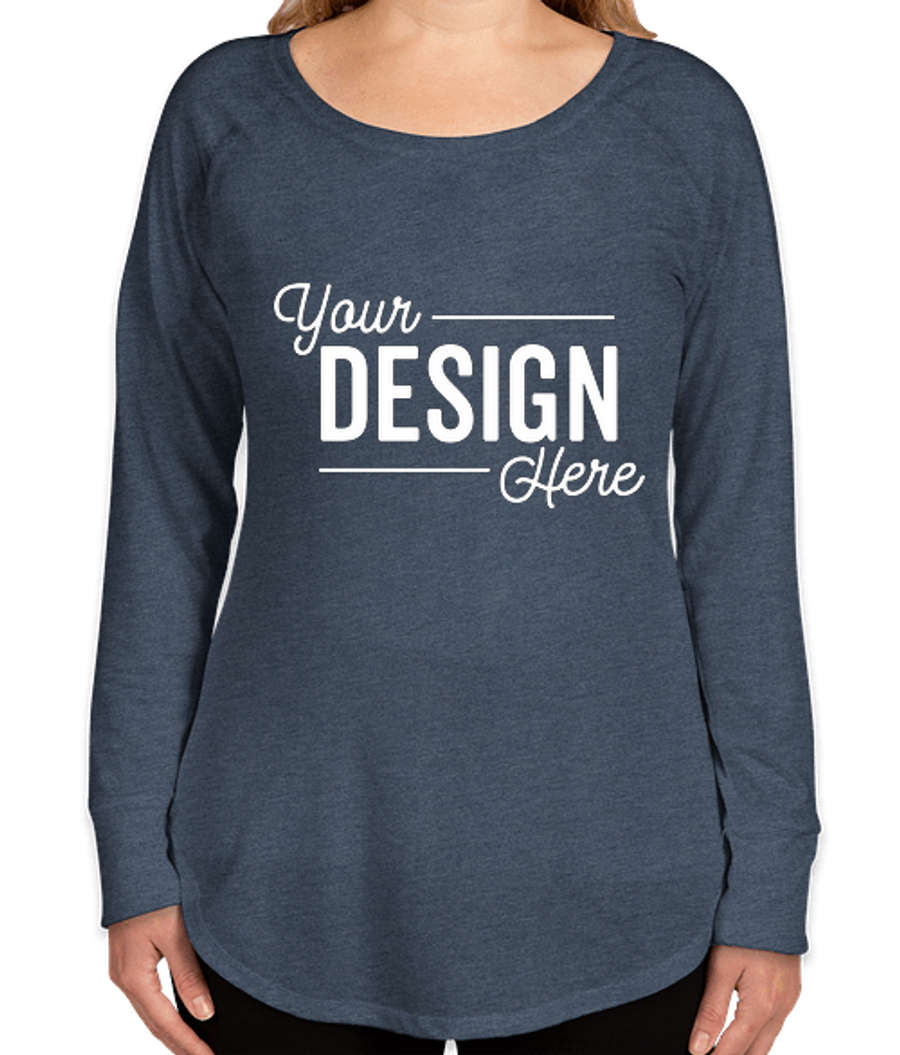 District Women's Tri-Blend Long Sleeve Tunic T-shirt in Navy Frost