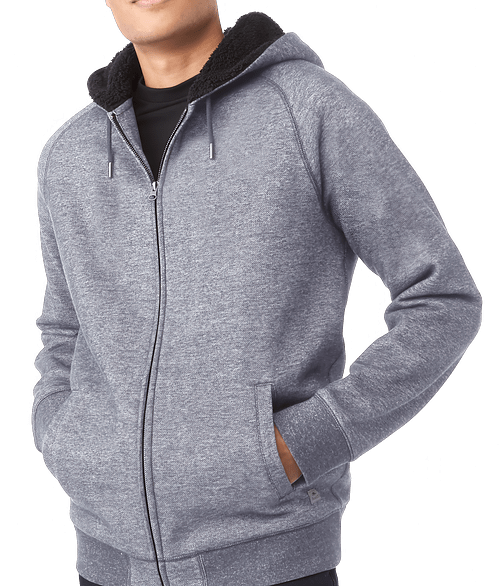 Roots Copperbay Sherpa Fleece Lined Zip Hoodie in Charcoal Mix