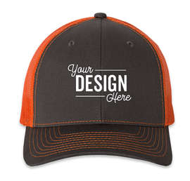 Richardson Snapback Trucker Hat - Color: Charcoal / Neon Orange