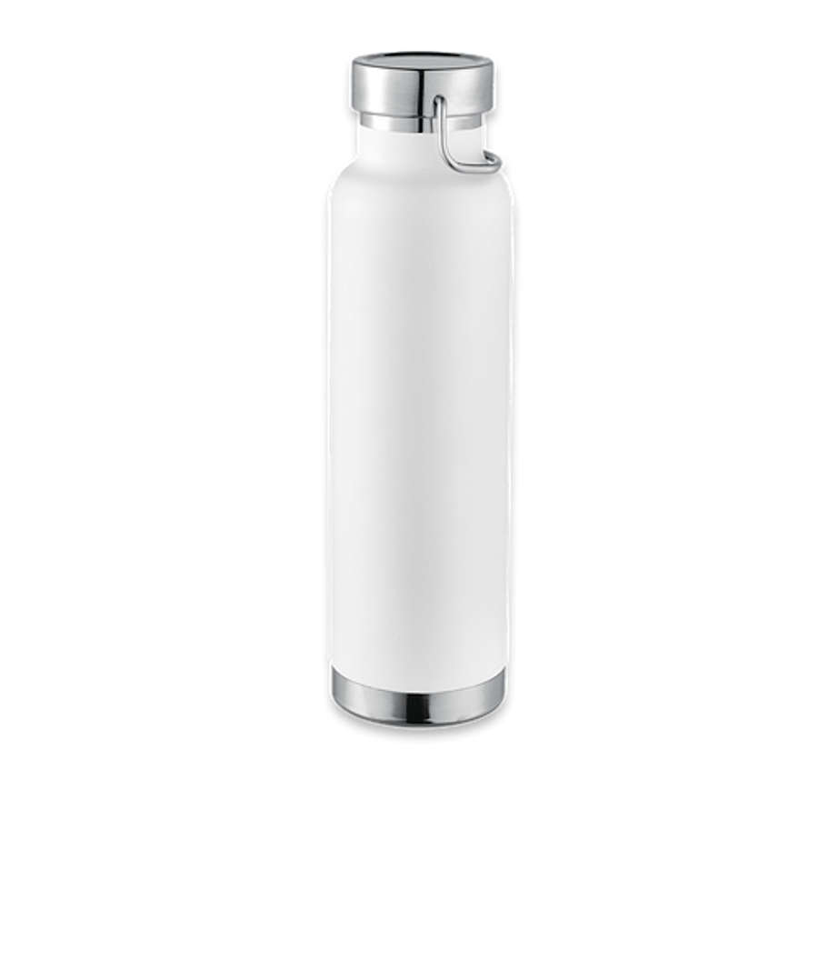 Full Color 22 oz. Thor Copper Vacuum Insulated Water Bottle in White