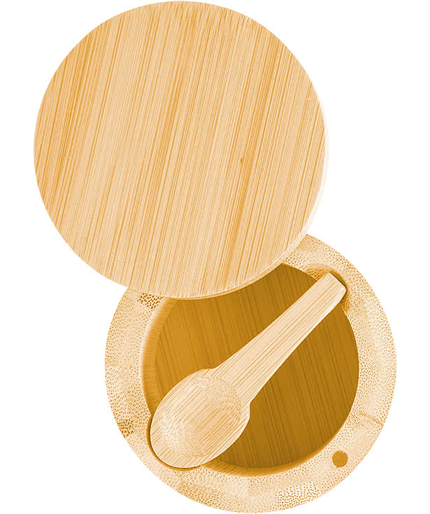 Laser Engraved Bamboo Salt Cellar Container