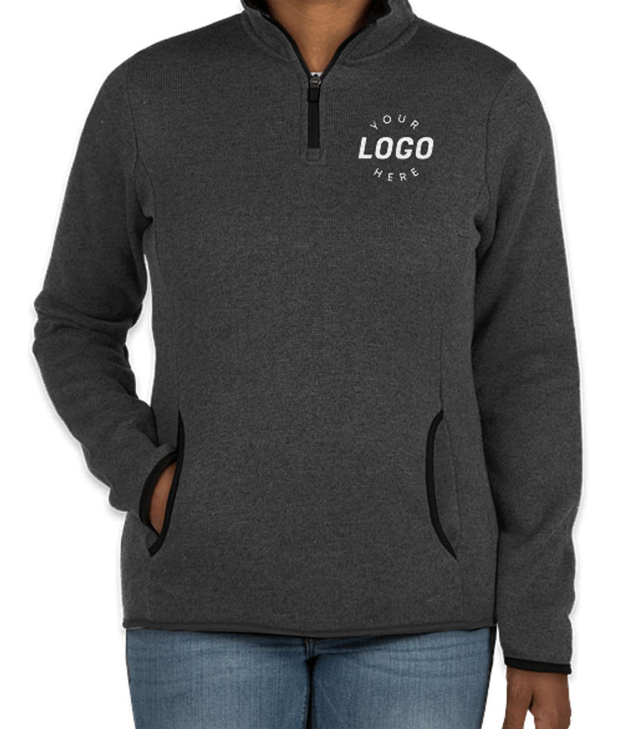 Charles River Women's Quarter Zip Sweater Fleece Pullover in Charcoal Heather