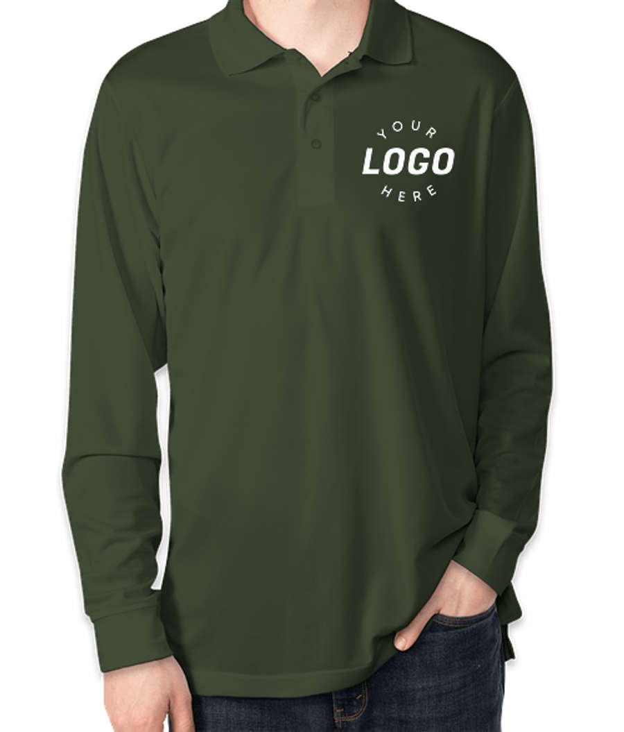Core 365 Long Sleeve Performance Pique Polo - Printed in Forest