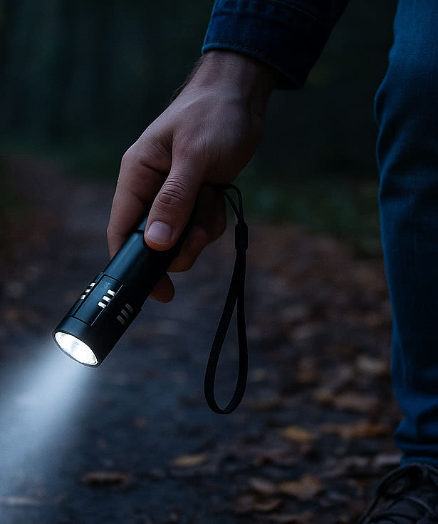 Laser Engraved Aluminum LED Flashlight with Strap