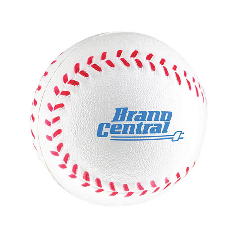Baseball Shaped Foam Stress Reliever in White w/Red Threads