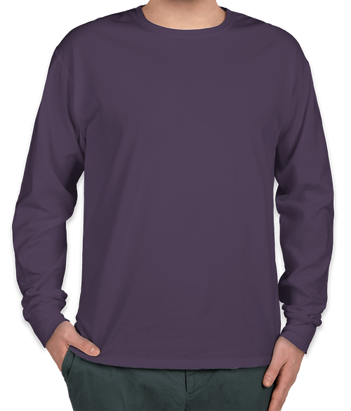 Hanes ComfortWash Garment Dyed Long Sleeve T-shirt in Grape Soda