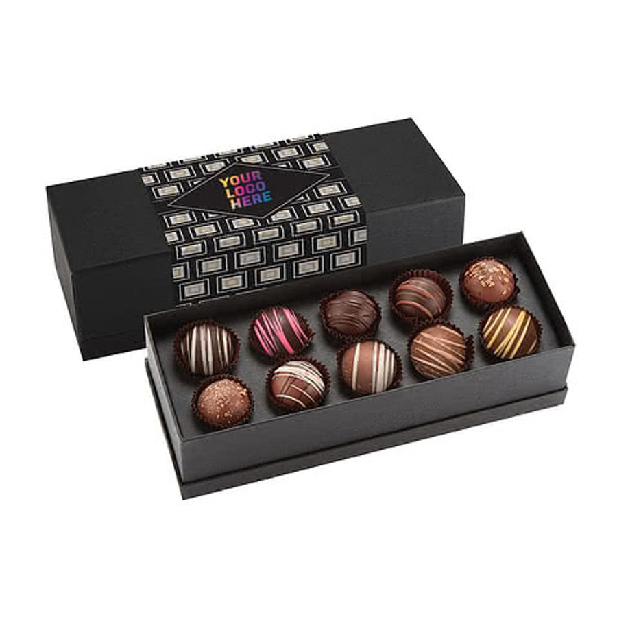 Full Color 10-Piece Decadent Assorted Truffle Box in Icicle