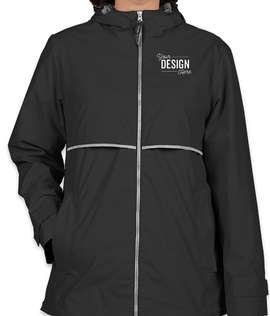 Charles River Women's New Englander Hooded Rain Jacket - Color: Black / Reflective