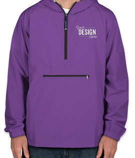 Charles River Pack-N-Go Hooded Packable Anorak - Embroidered - Color: Purple