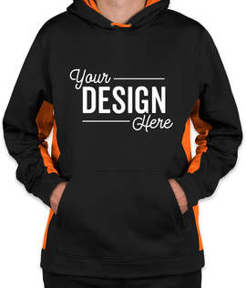 Sport-Tek Colorblock Performance Pullover Hoodie - Color: Black / Deep Orange