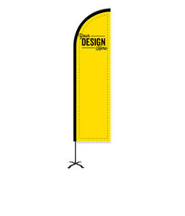 Full Color 8' Portable Feather Flag with Cross Base - Color: Yellow