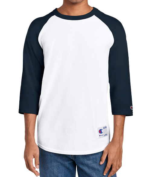 Champion Midweight Raglan T-shirt in White/ Navy