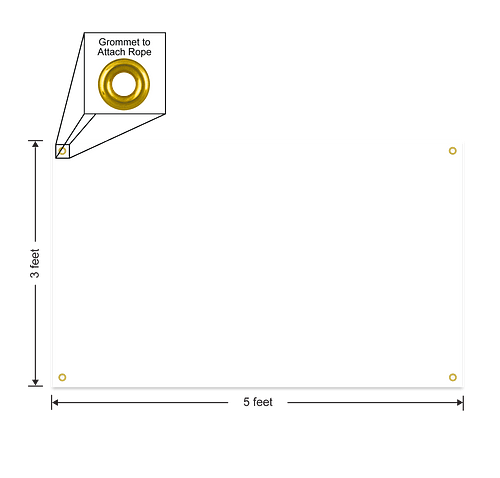 Full Color 5' x 3' Vinyl Banner - Color: White