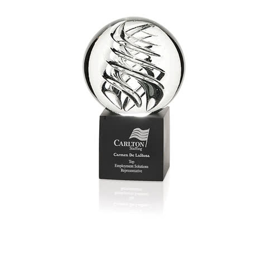Laser Engraved Large Frosted Swirl Award in Clear