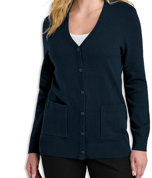 Port Authority Women’s Easy Care Button-Front Cardigan in River Blue Navy
