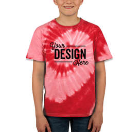 Dyenomite Youth 100% Cotton Two-Tone Spiral Tie-Dye T-shirt - Color: Red
