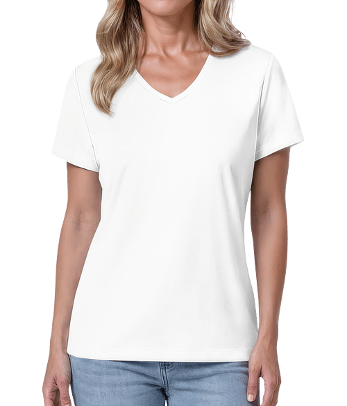 Blue Generation Women's Value BLU-X-DRI V-Neck Performance Shirt in White