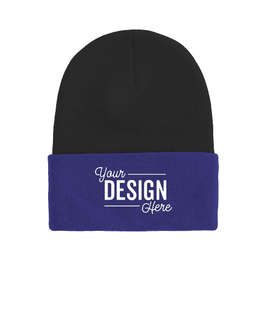 Port & Company Cuff Beanie - Color: Black / Athletic Royal