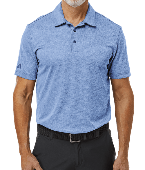 Adidas Space Dyed Recycled Performance Polo - Embroidered in Collegiate Royal Melange
