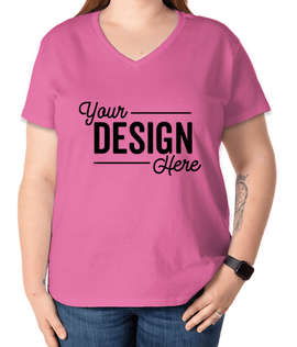 Gildan Women's 100% Cotton V-Neck T-shirt - Color: Azalea